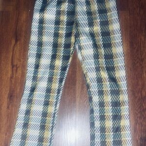 Free People Plaid Ankle Pants - Black, White, Gold